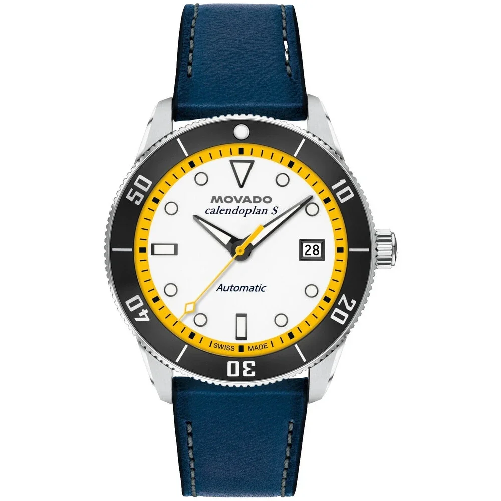 MOVADO HERITAGE AUTOMATIC 3650226 WHITE DIAL BLUE LEATHER STRAP 40MM MENS WATCH